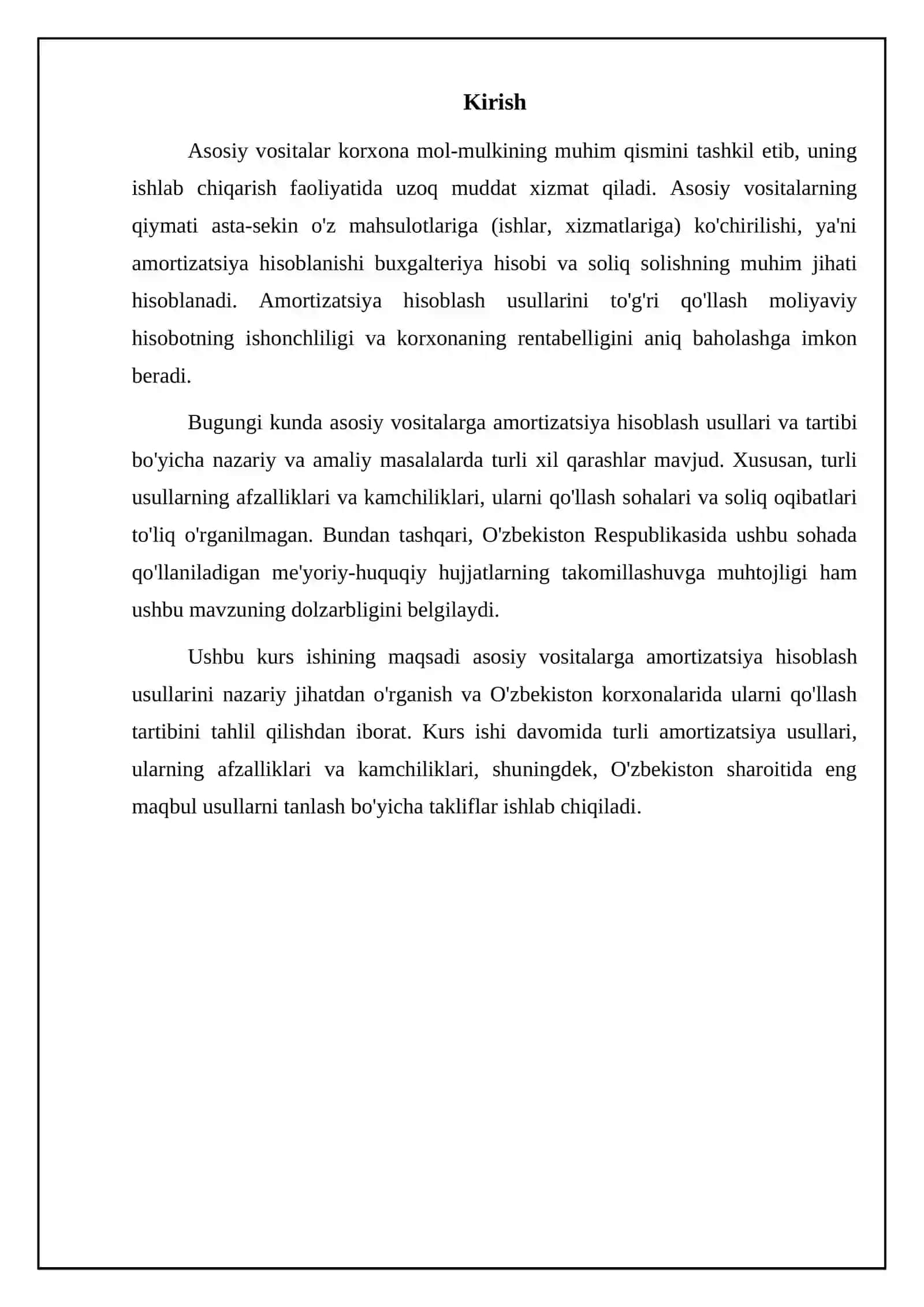 Mavzu: Asosiy vositalarga amortizatsiya hisoblash usullari va tartibi 3