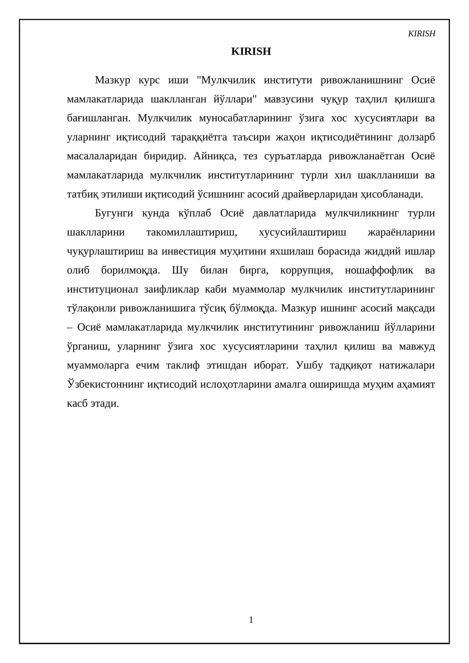 Мулкчилик институти ривожланишнинг Осие мамлакатларида шакилланган йуллари 3
