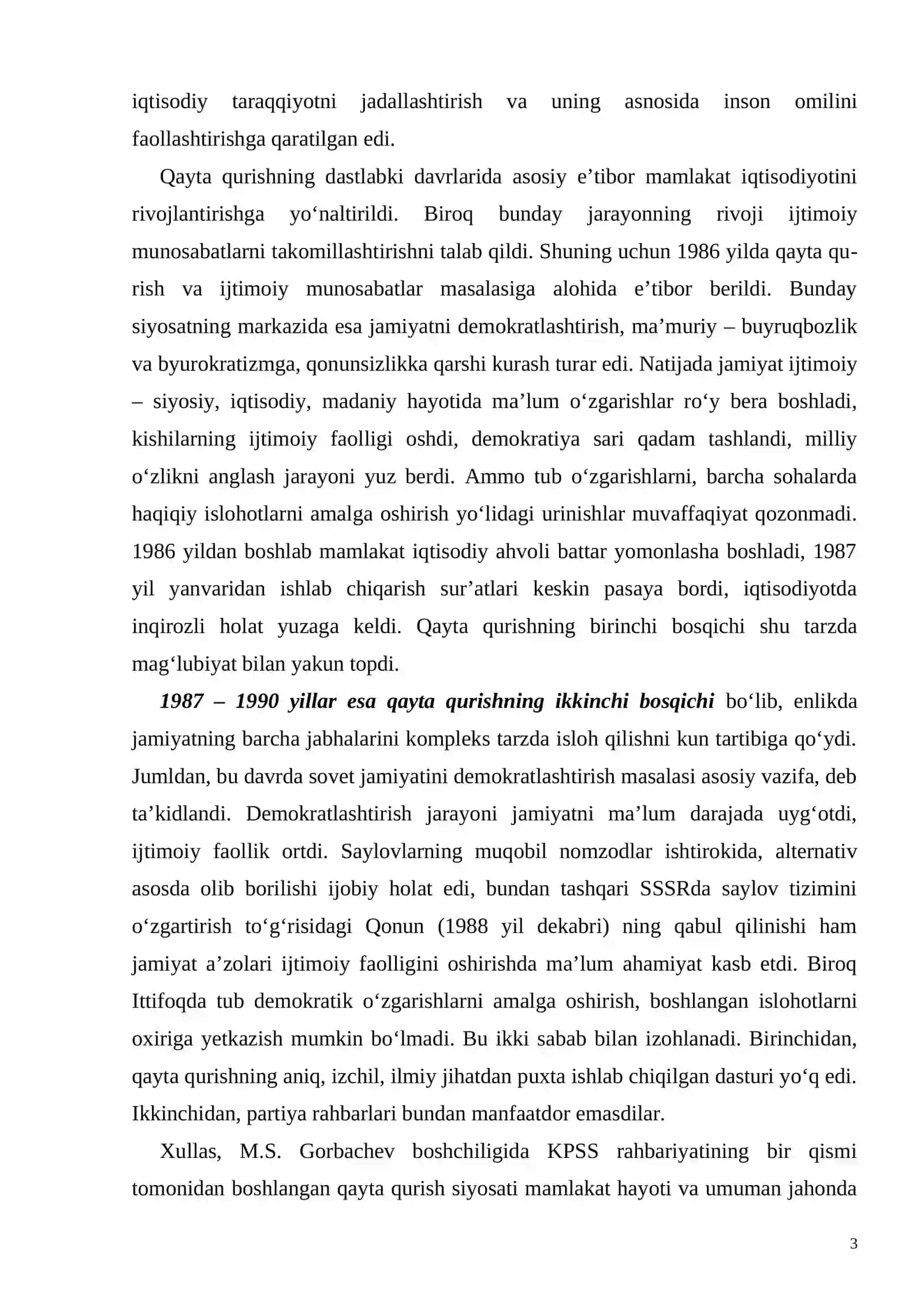 Mustaqillikka erishishi arafasidagi O`zbekistonning ijtimoiy-siyosiy, jarayonlari 3