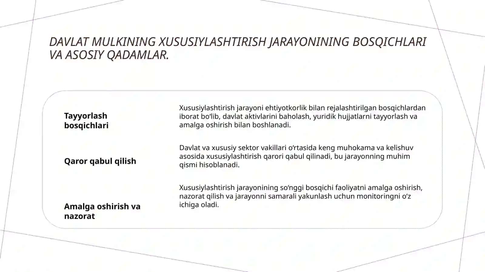 Davlat mulkini xususiylashtirish jarayoni 3