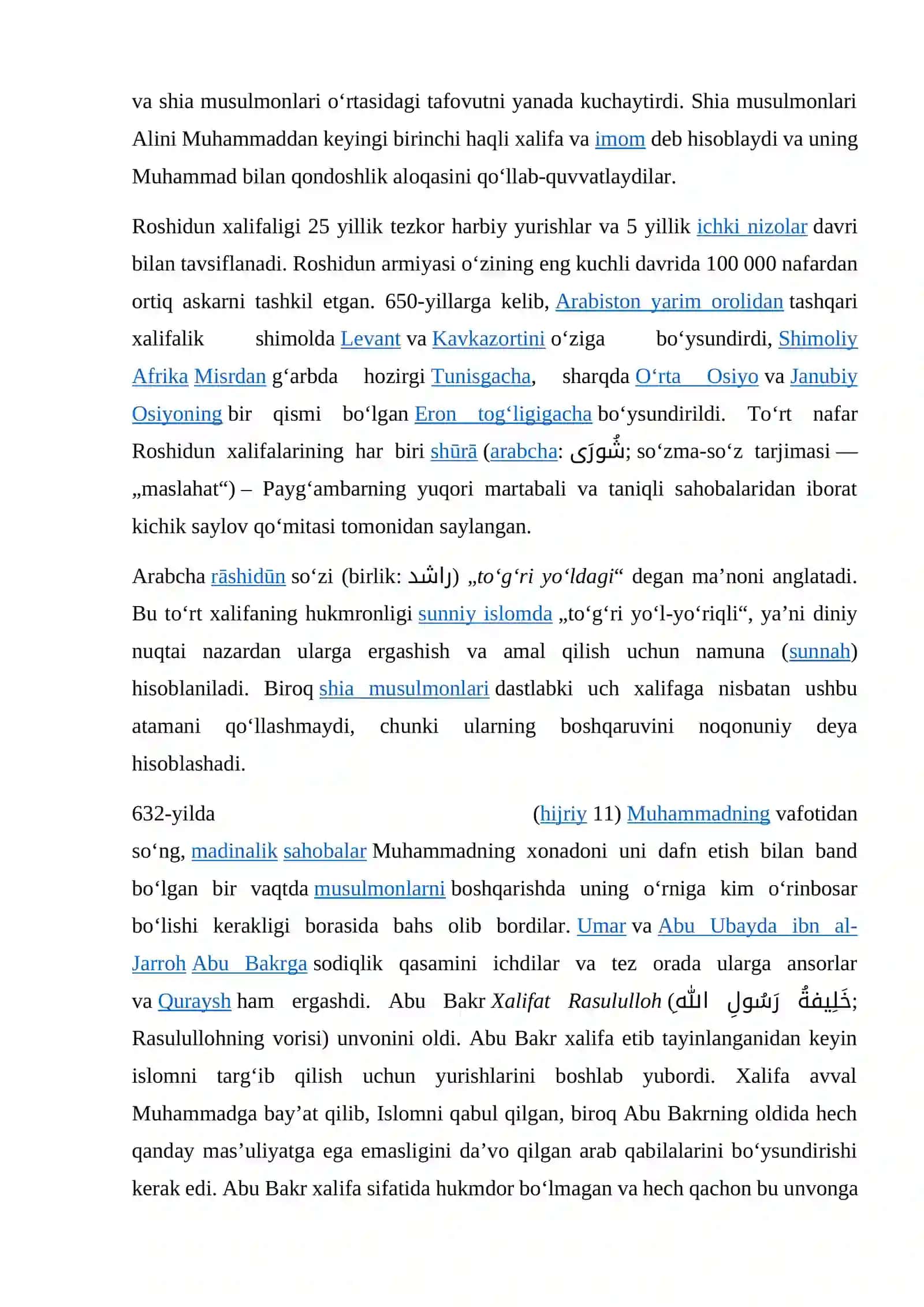 Roshidun xalifaligikelib chiqishi va tarixi 3