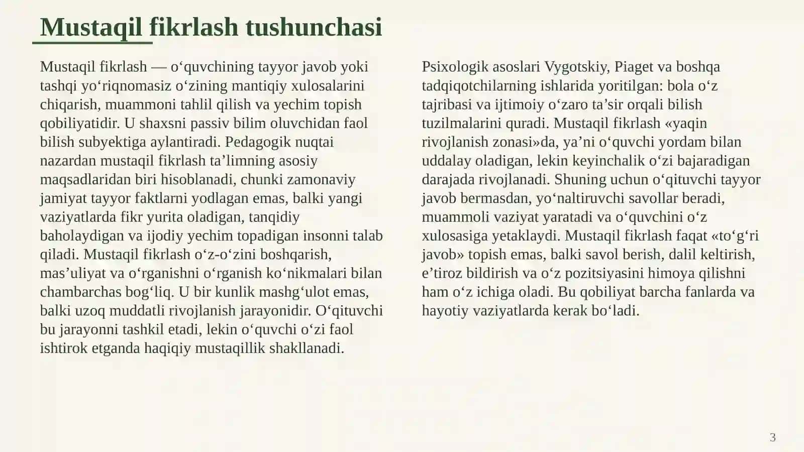 O‘QUVCHILARNING MUSTAQIL FIKRLASH QOBILIYATINI RIVOJLANTIRISH 3