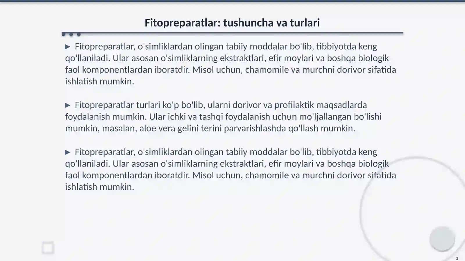 Fitopreparatlar va ularning qo`llanilishi 3