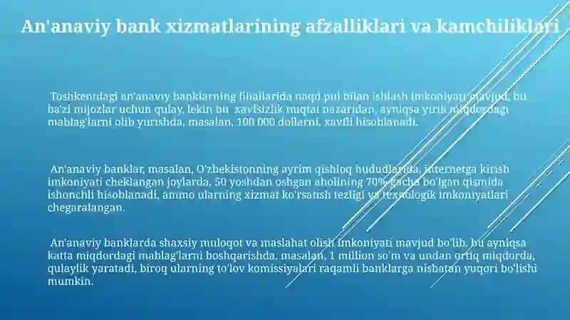 Ananaviy banklar va raqamli banklar xizmatlari 3