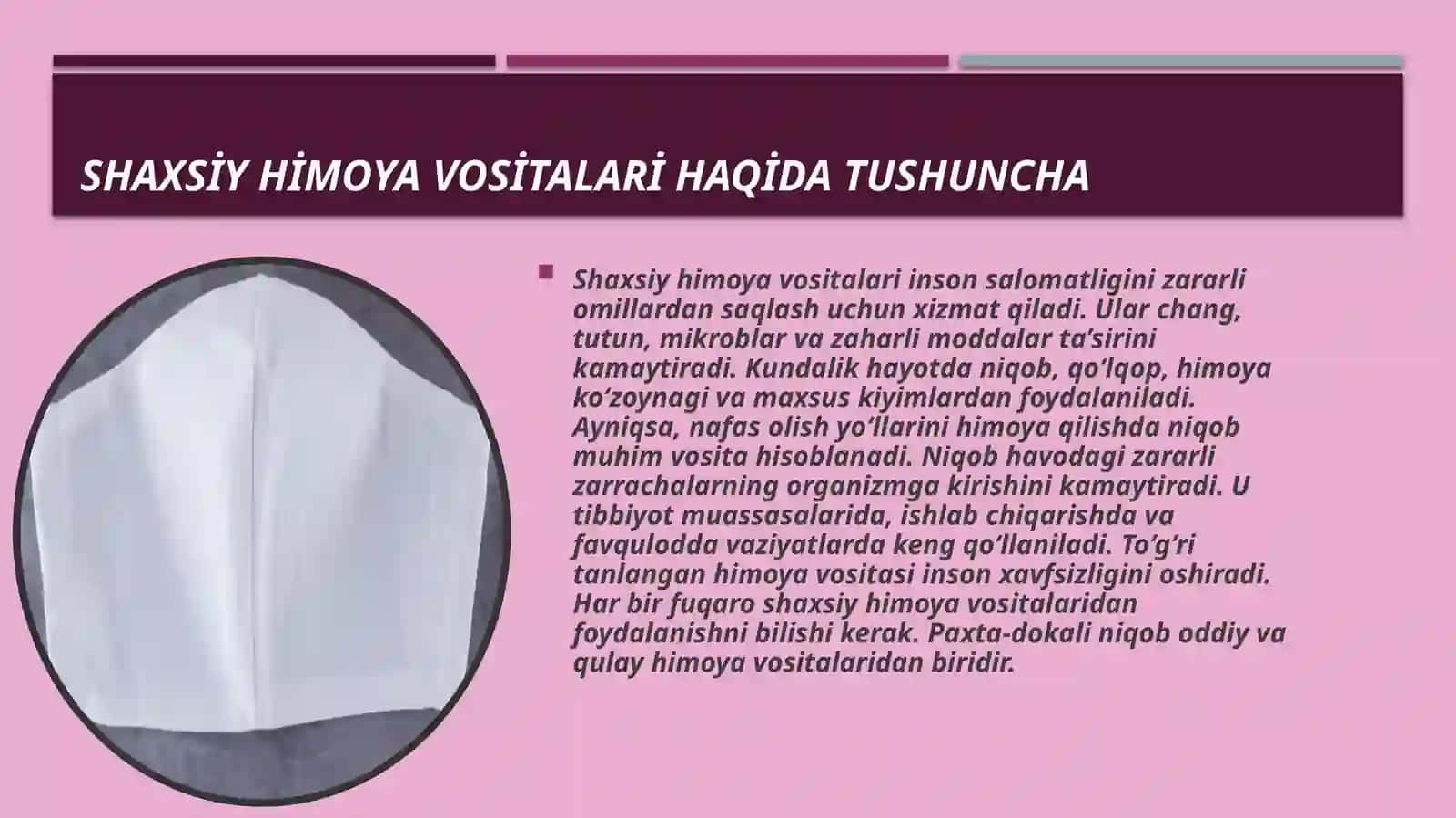 Shaxsiy himoya vositalari: Paxta-doka niqobini tayyorlash 3