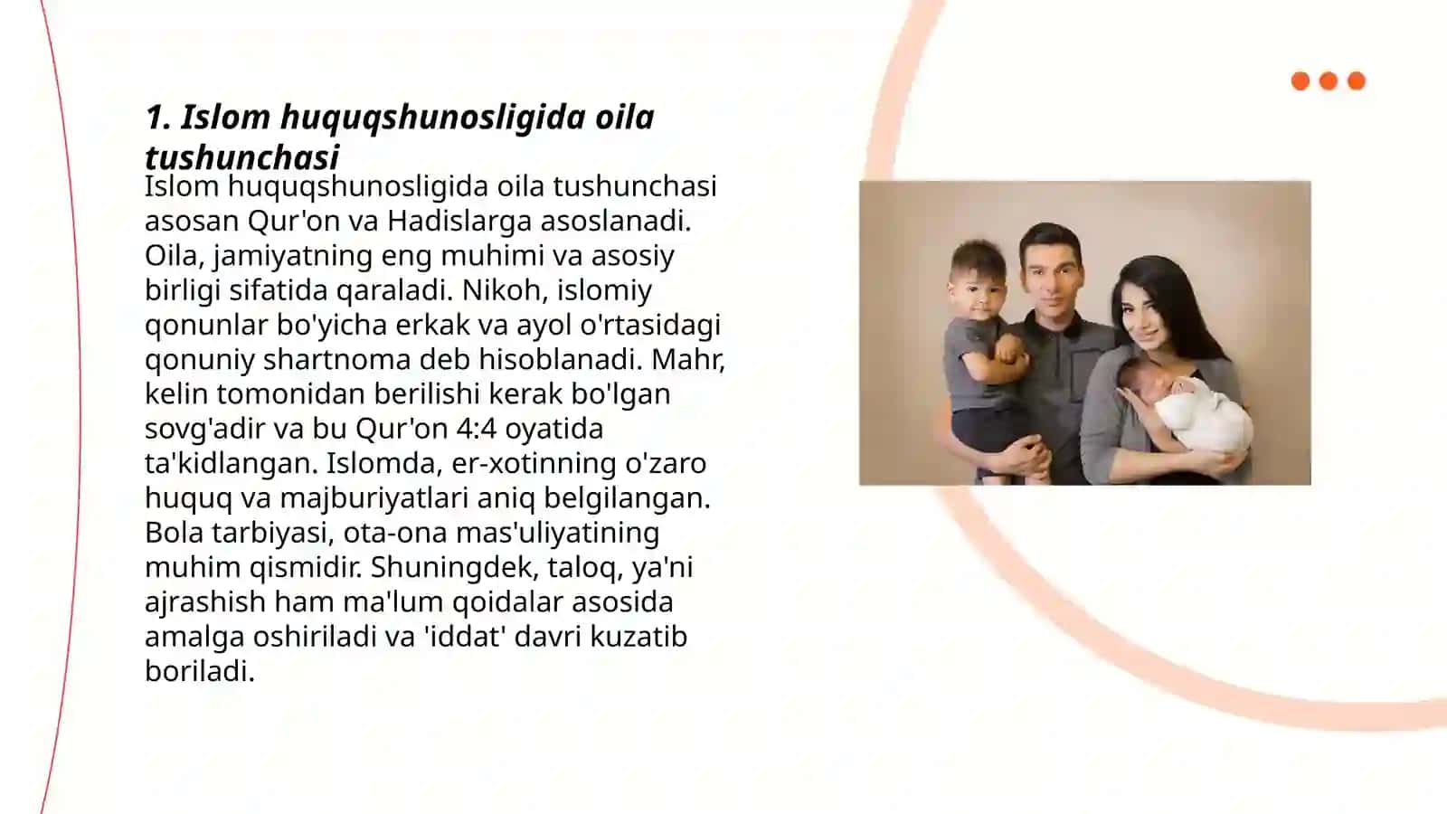 Islom huquqshunosligida oila, nikoh, taloq, zinhor tushunchalarini ta'riflash 3