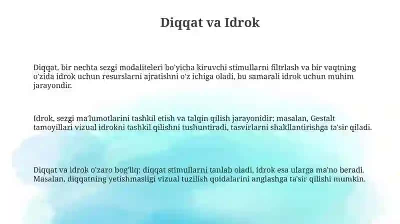 Bilish jarayonlarining qiaqacha tasnifi 3