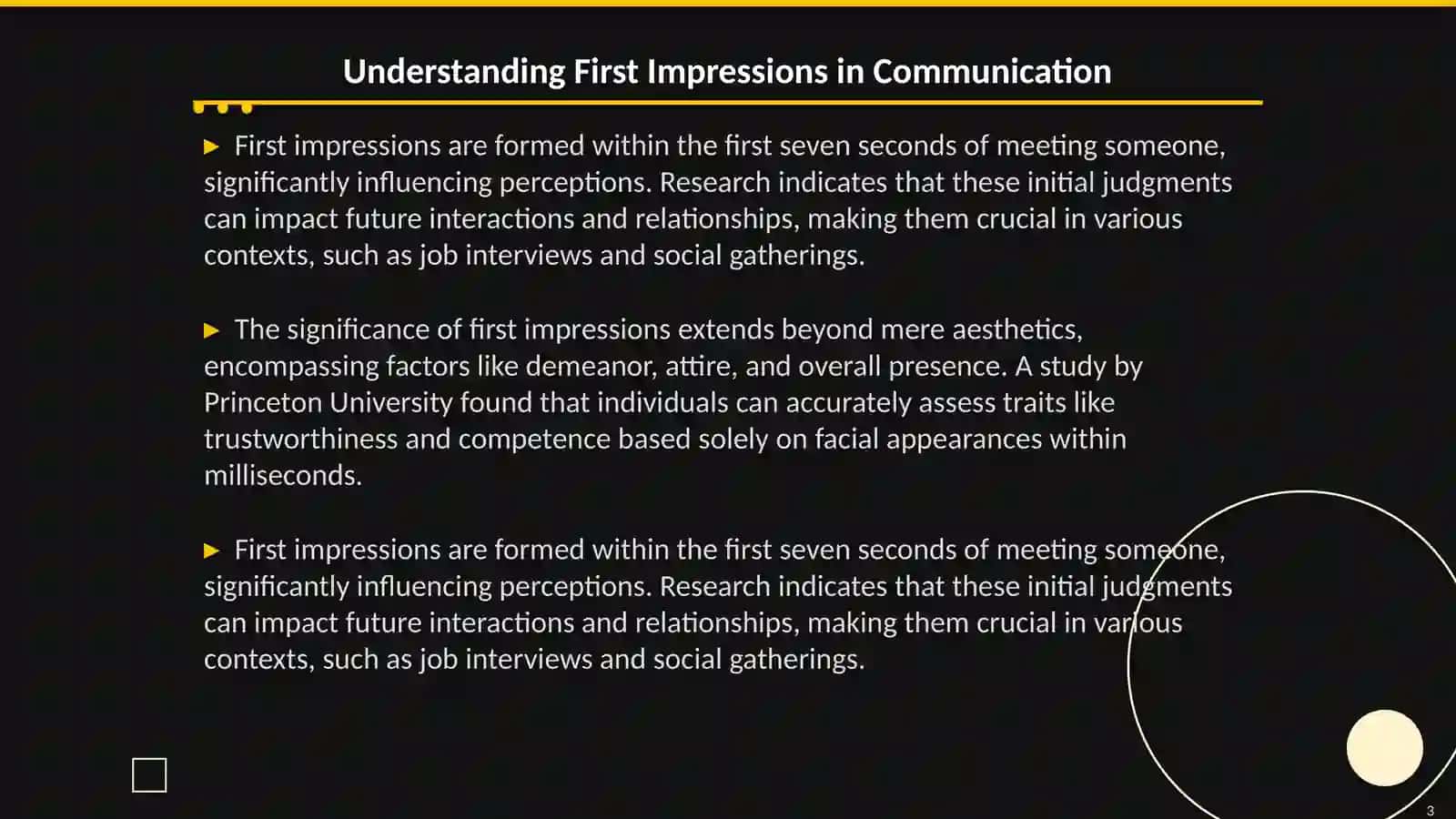 Communication perception factors (first impression factor, dominance factor) 3