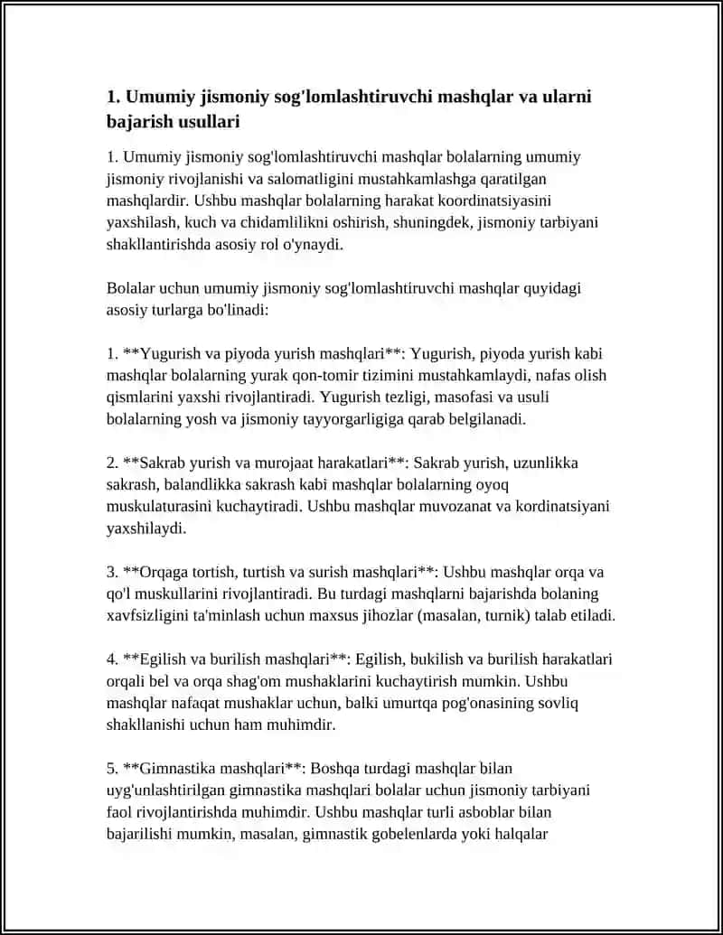 BOLALAR SOĞLOMLASHTIRUVCHI MASHQLARNING TURLARI VA ULARNI AMALGA OSHIRISH USLUBLARI 3