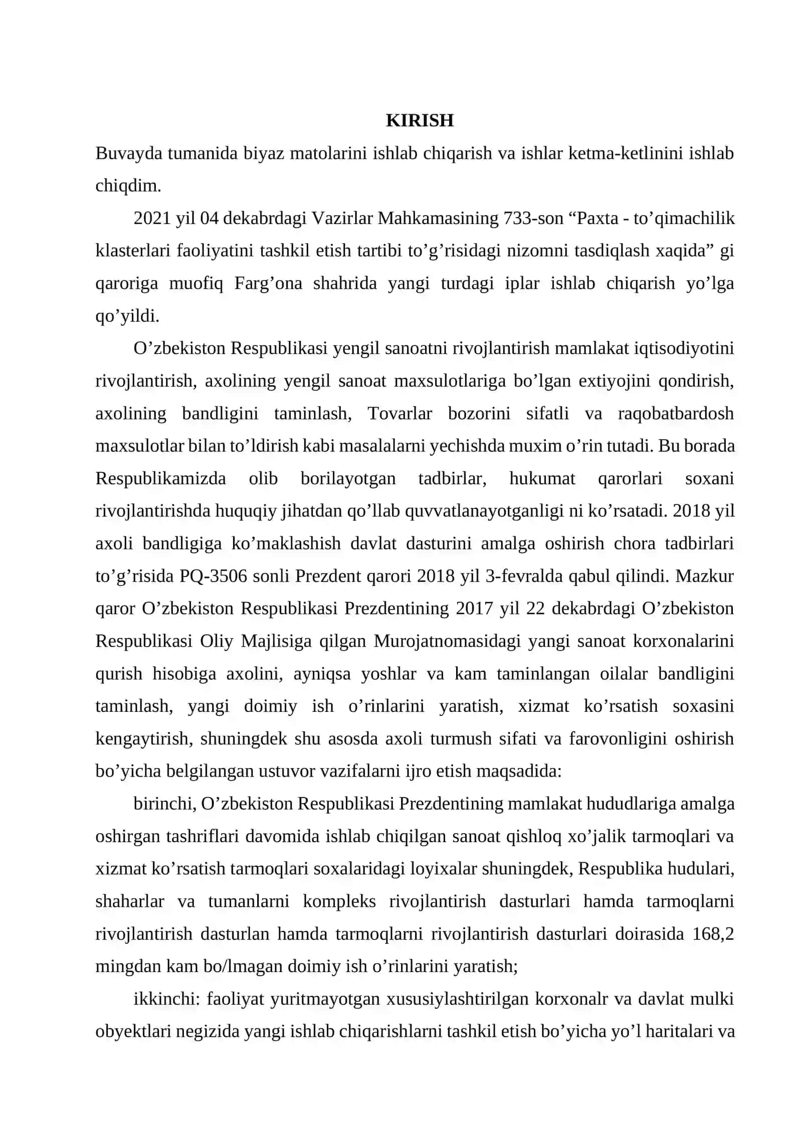 “TEXNOLOGIK JARAYONLARNI LOYIHALASH” fanidan 3
