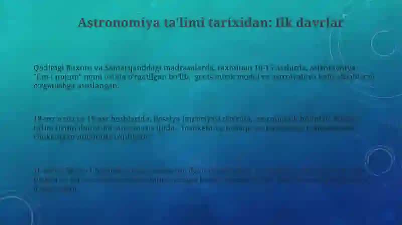Astronomiya ta'limi tarixidan 3