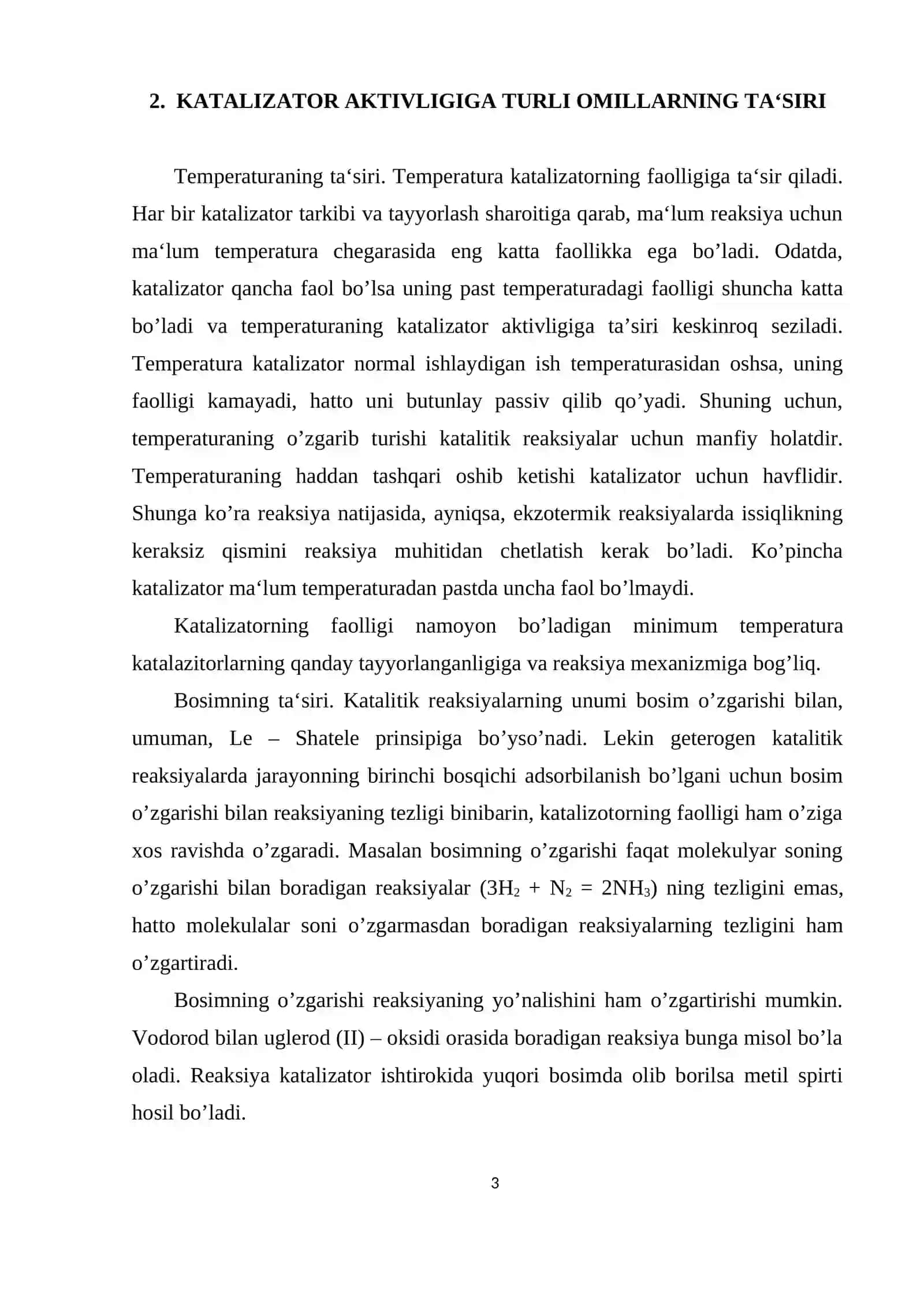 Katalizatorlar. Geterogen kataliz ma'lumot 3