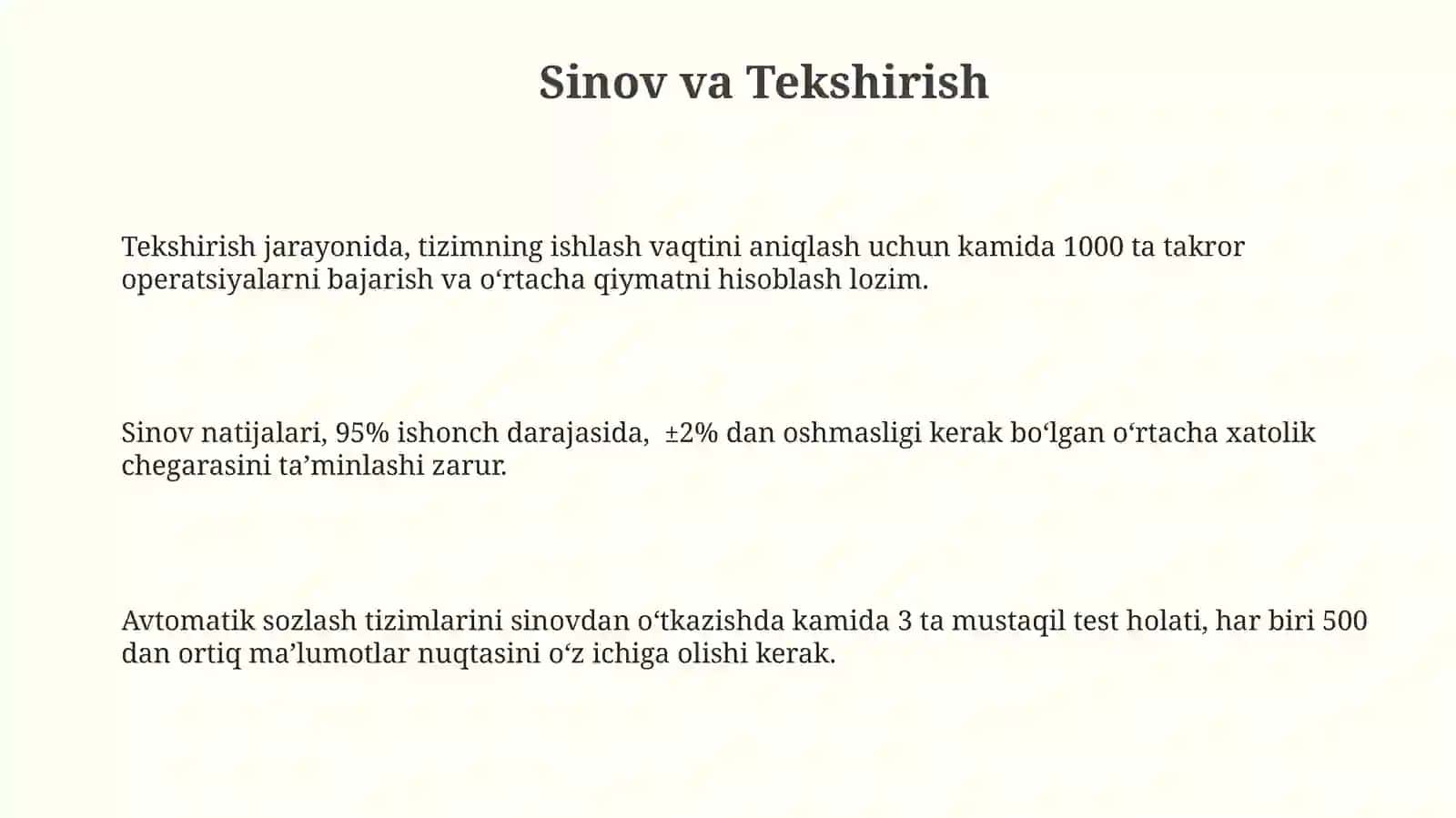Avtomatik rostlash sistemalariga quyiladigantalablar 3