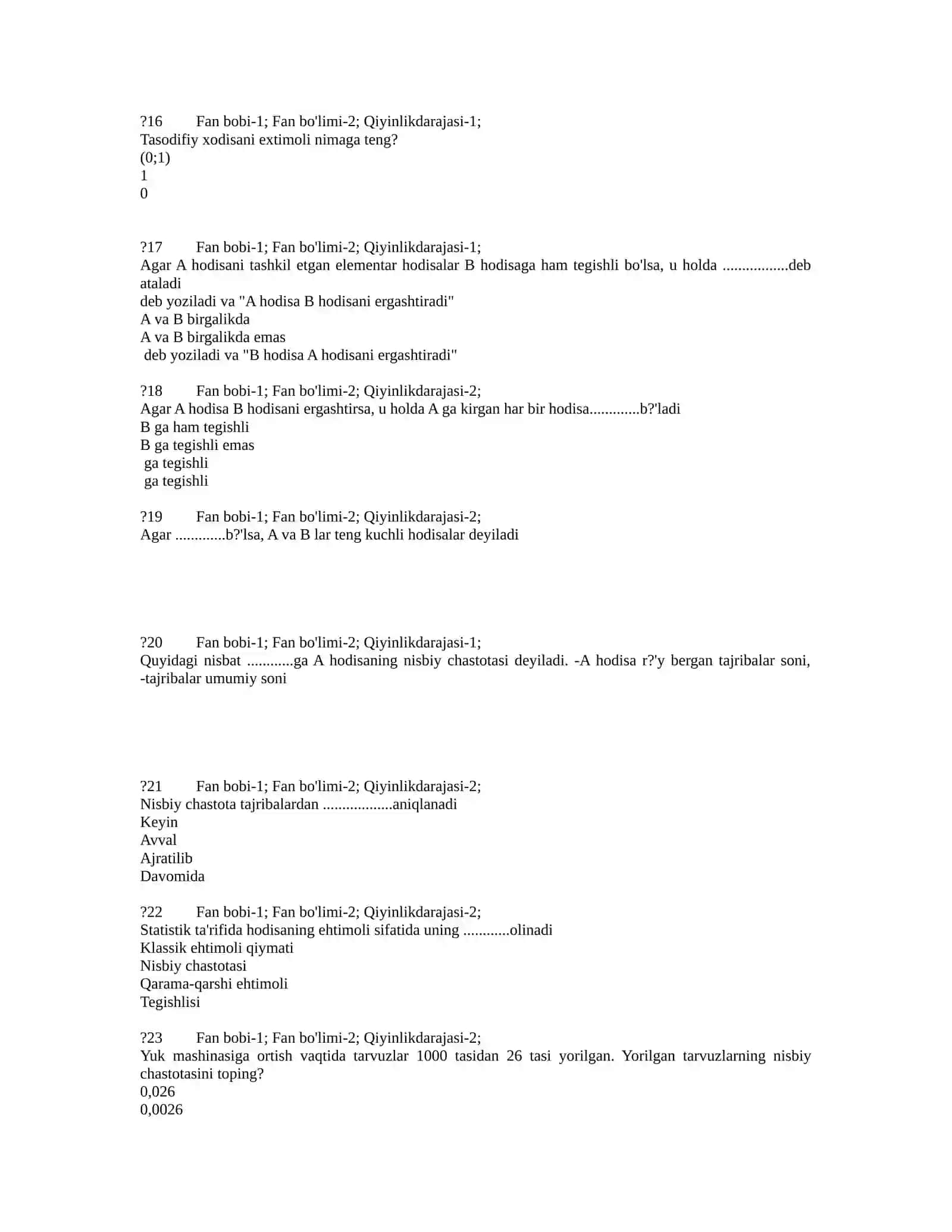Ehtimollar nazariyasi va matematik statika 4-kurs 3