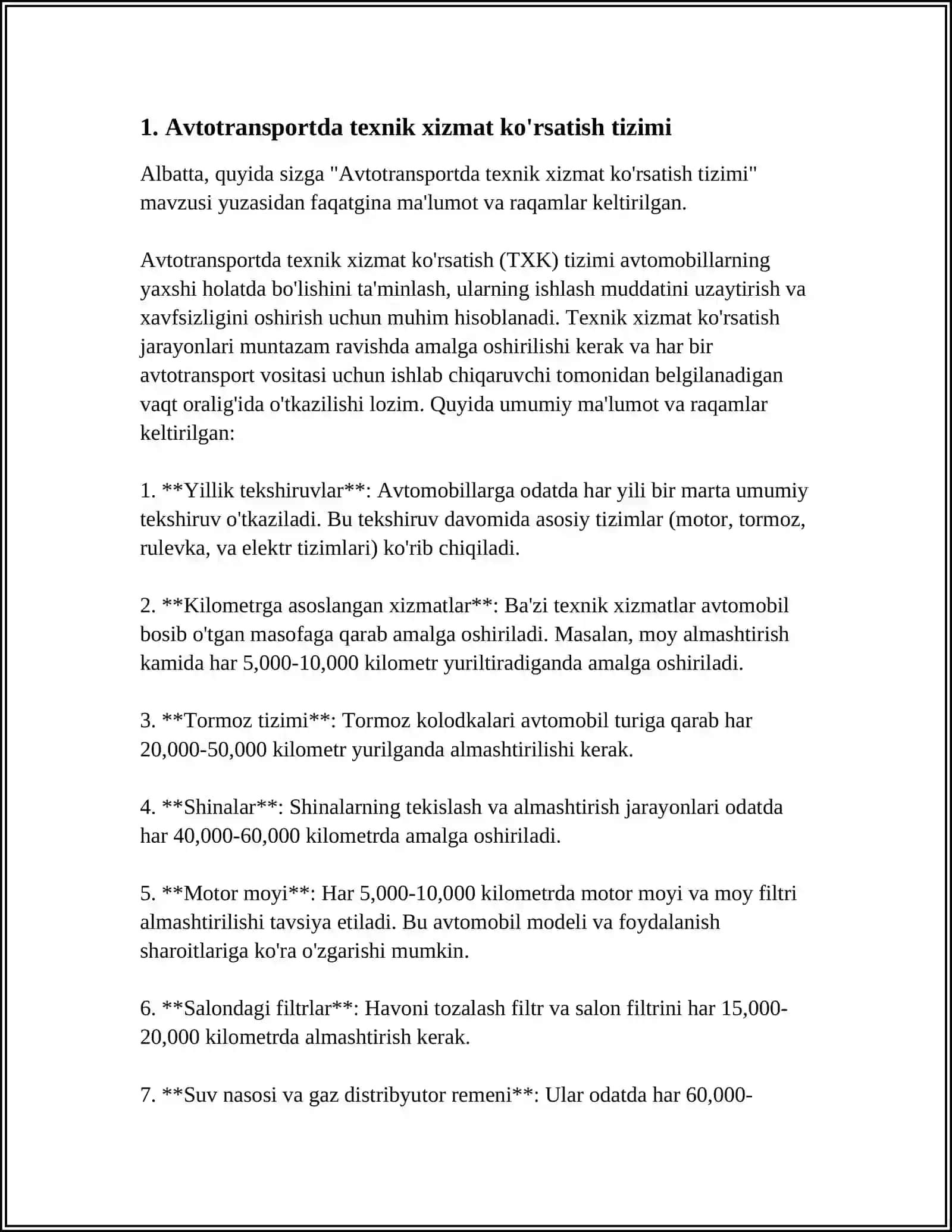 AVTOTRANSPORT TASHKILOTIDA AVTOMOBILLAR TS VA TAMIRLASH TEXNOLOGIK JARAYONLARNI BOSHQARISHNING NAZARIY VA USLUBIY ASOSLARI 3