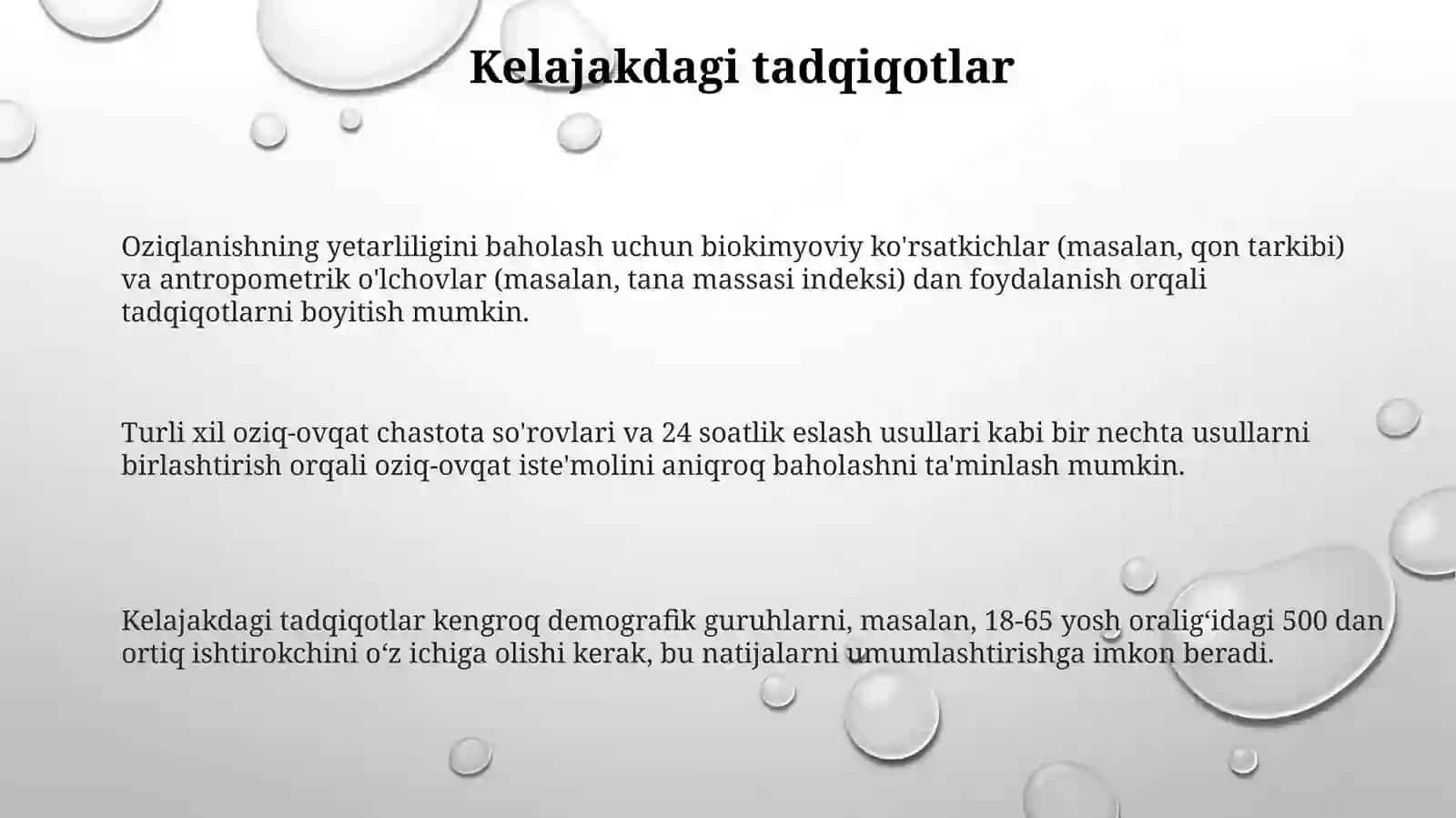 Shaxsiy ovqatlanishning adekvatligini oʻrgsnish va baholash 3