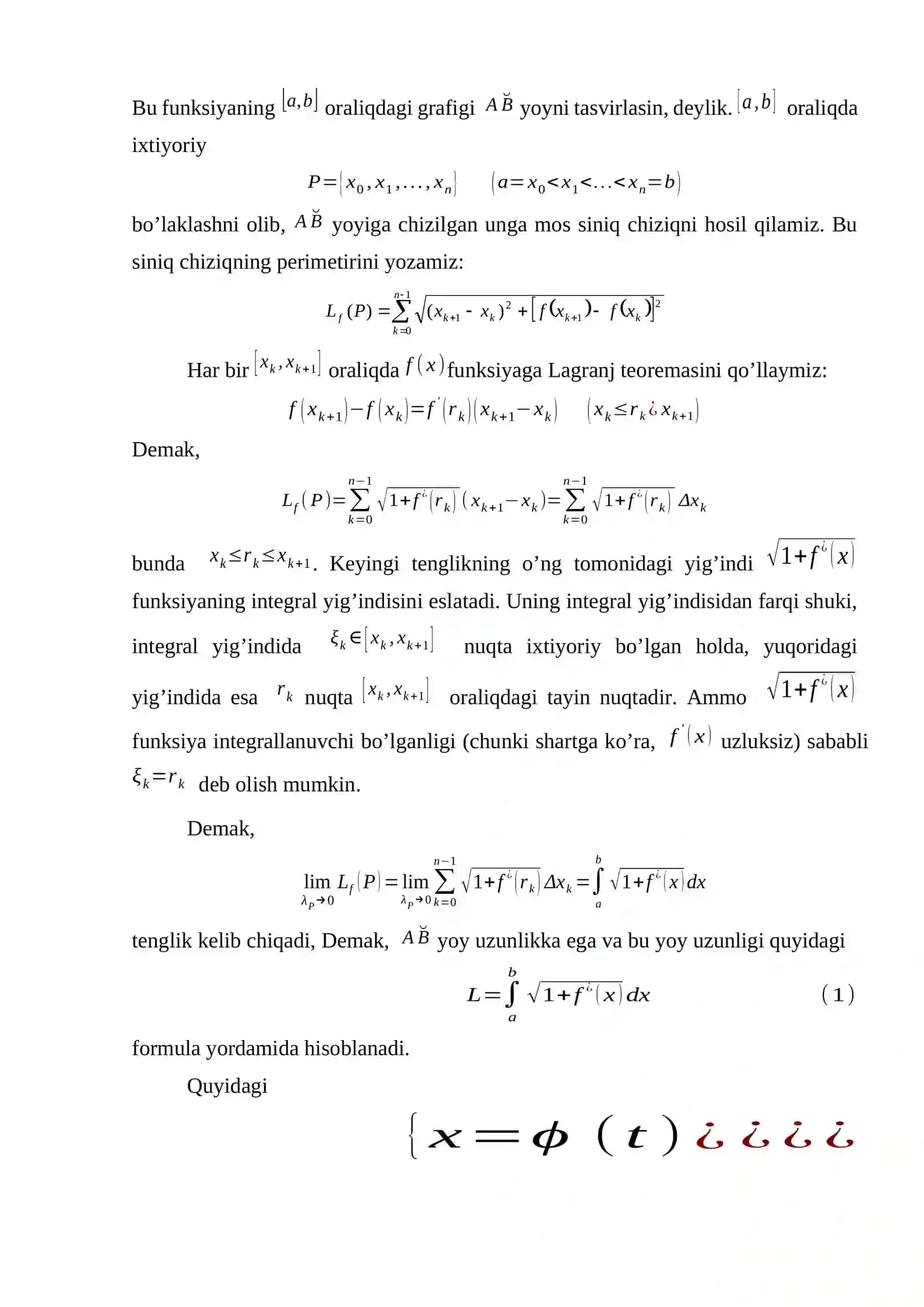 ANIQ INTEGRALNING EGRI CHIZIQLI YOY UZUNLIGINI HISOBLASHGA TATBIQI 3
