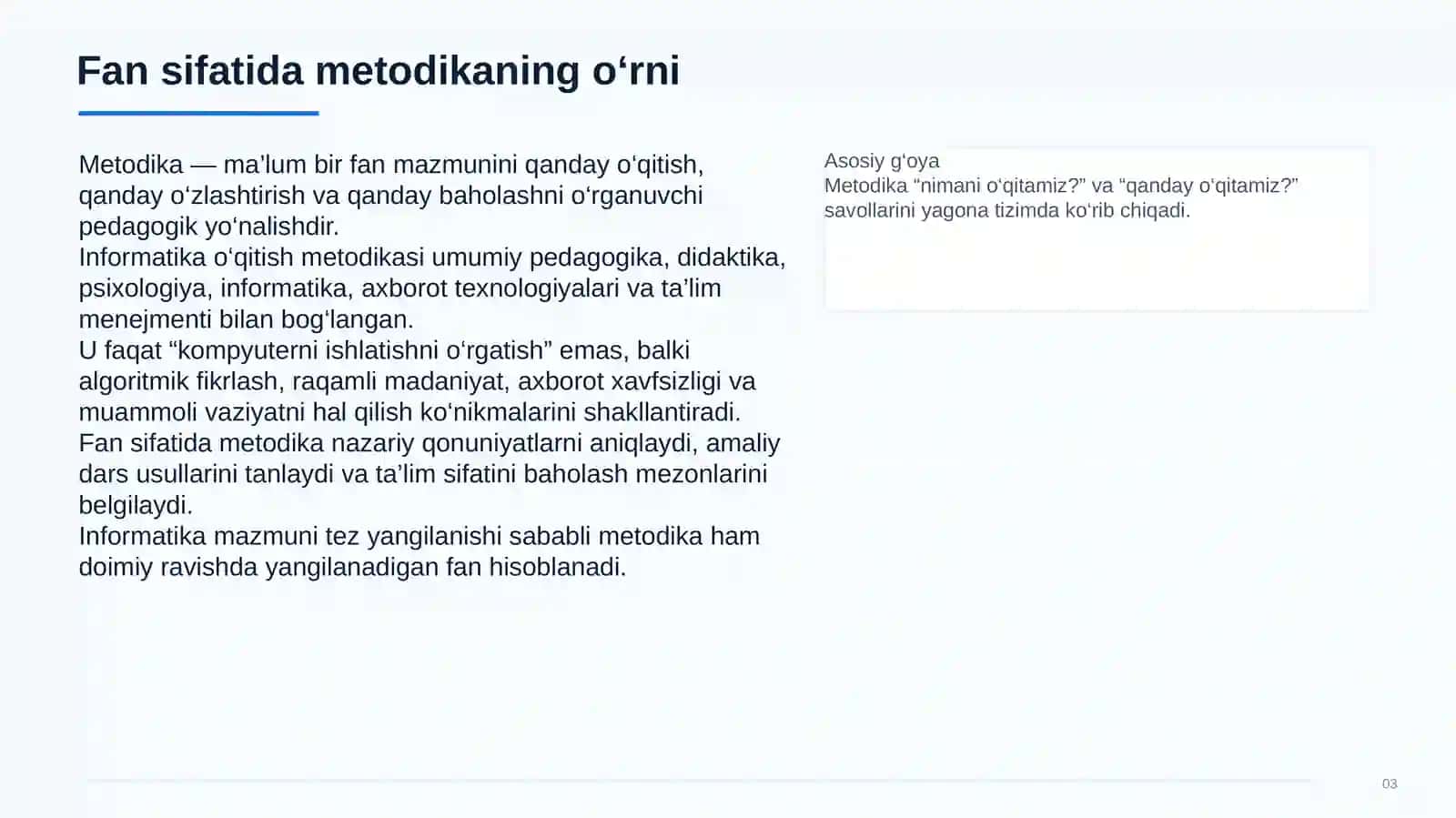 Informatika o‘qitish metodikasi fan sifatida 3