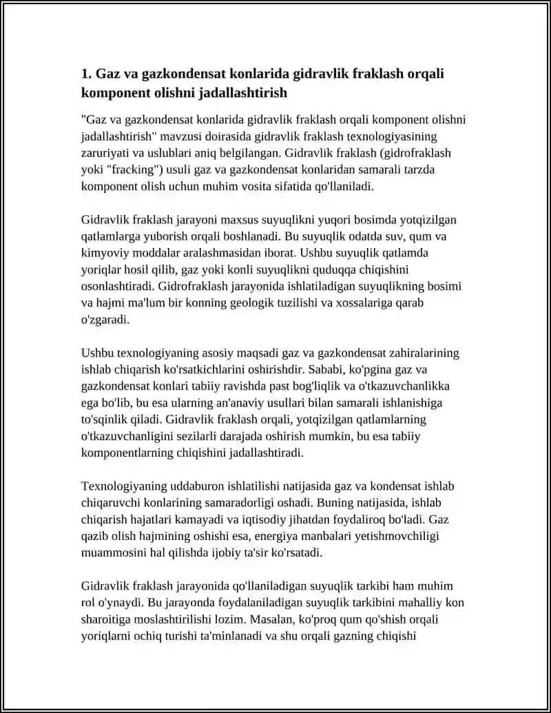 GAZ VA GAZKONDENSAT KONLARINING KOMPONENT OLINISHINI JADALLASHTIRISH 3
