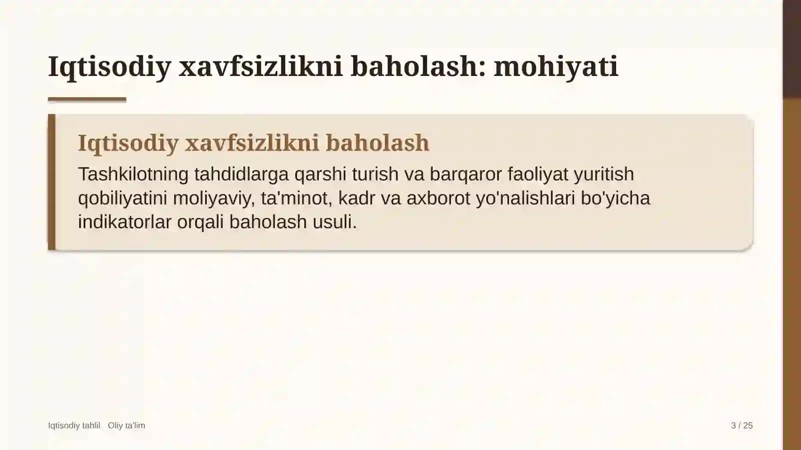 Iqtisodiy Xavfsizlikni Baholash: Mohiyati 3