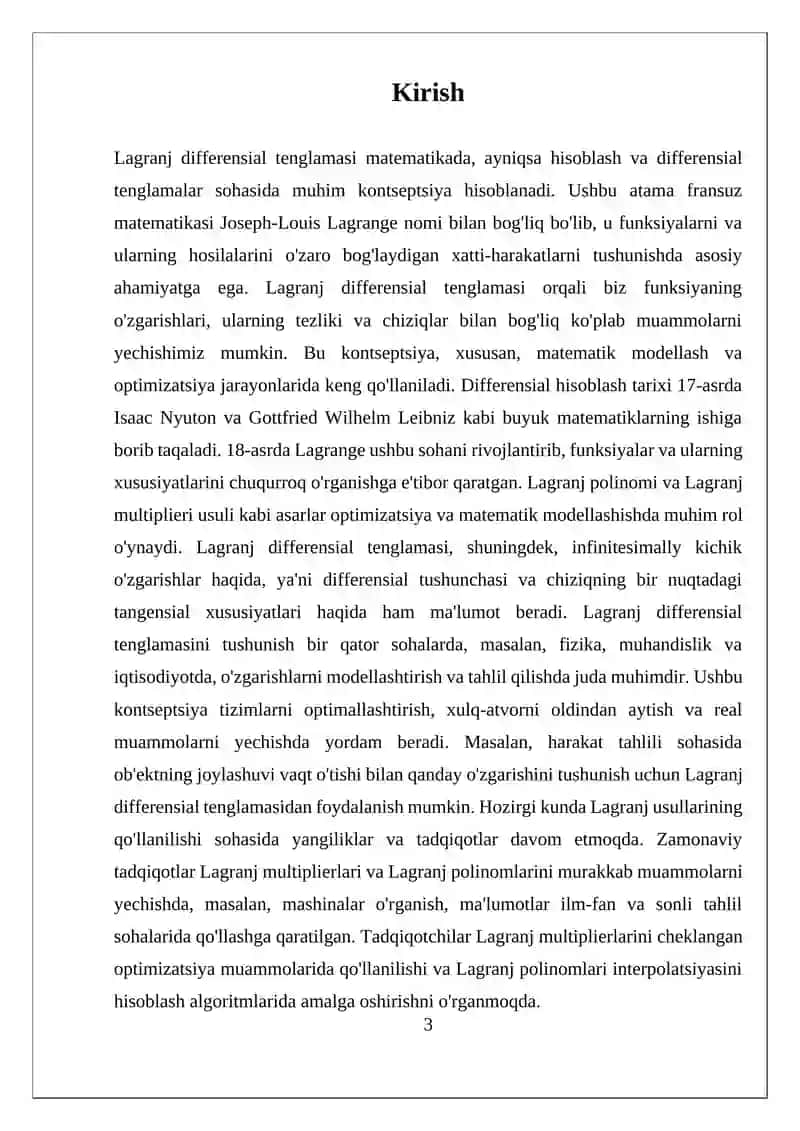 Lagranj differensial tenglamasi 3