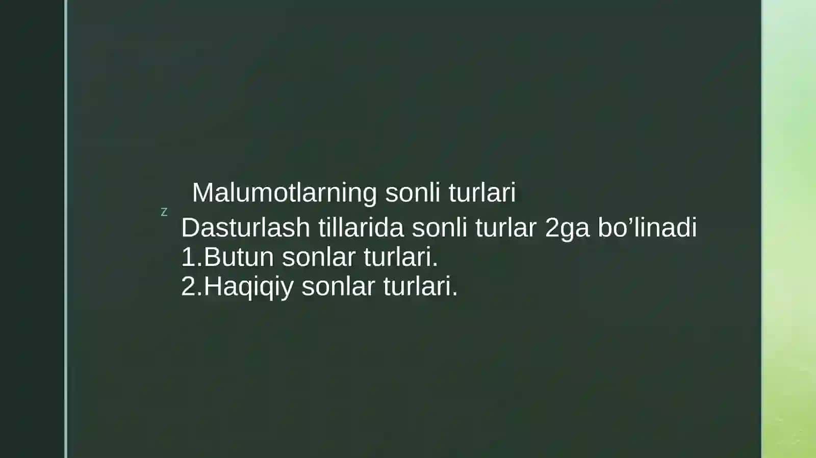Ma’lumot turlarini taqdim etish 3
