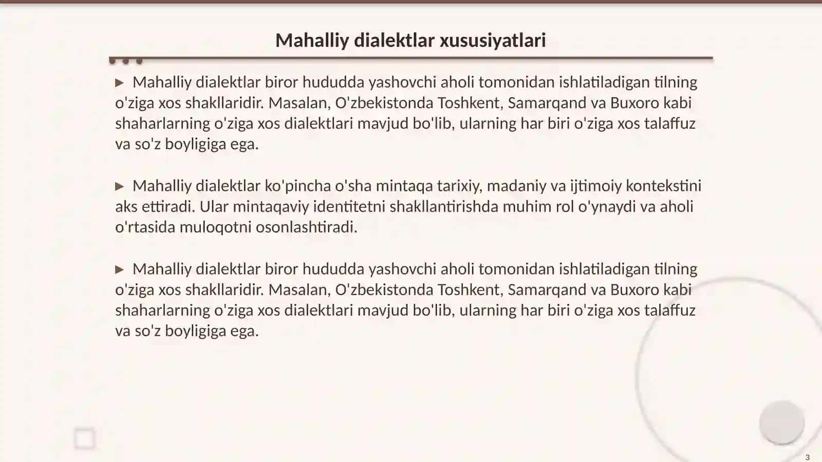 Mahalliy va ijtimoiy dialekt 3