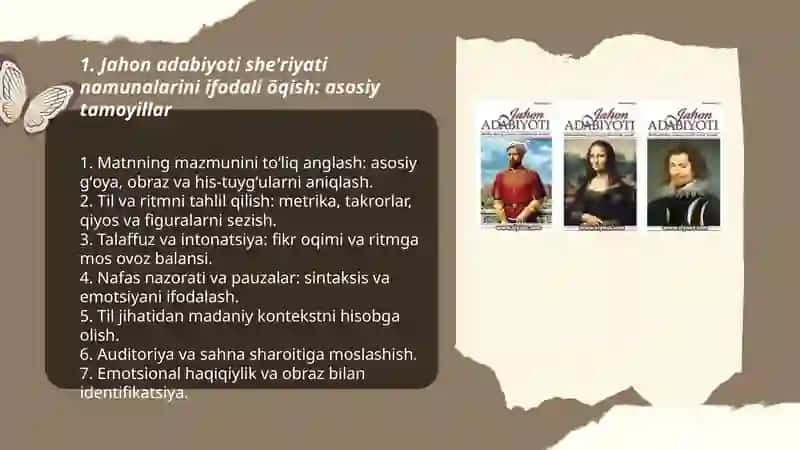 Jahon adabiyoti she'riyati namunalarini ifodali õqish 3