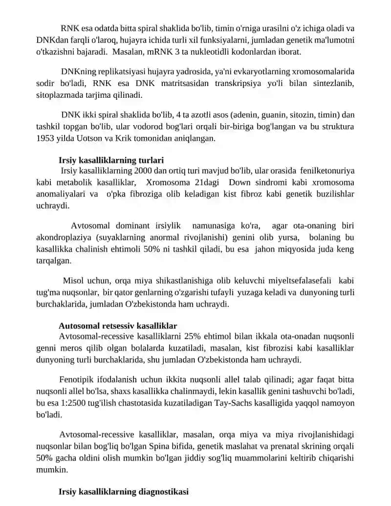 Genetik va irsiy kasalliklar haqida tushuncha 3