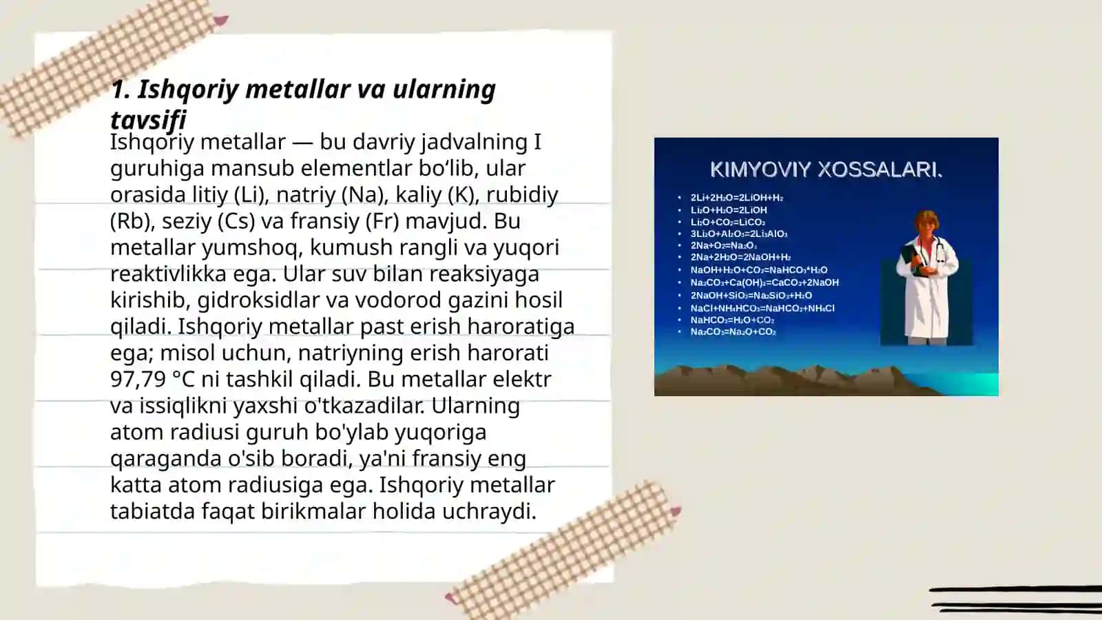 Ishqoriy metallar,ularning olinishi,ishlatilishi 3