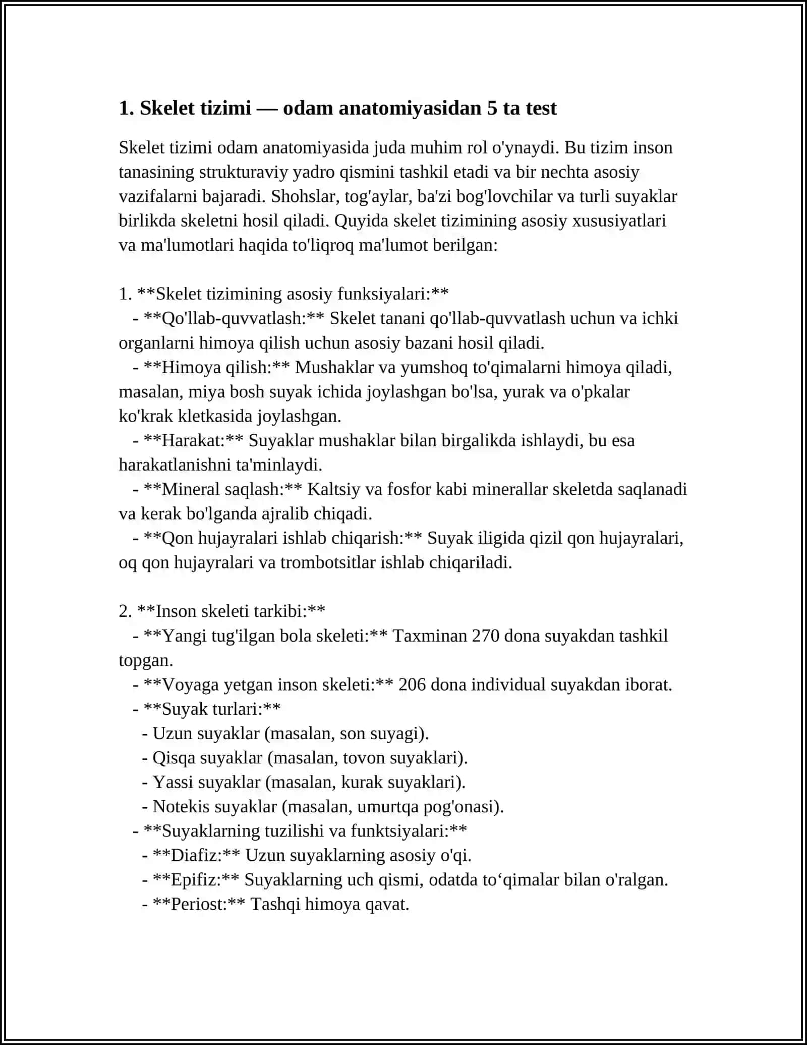 MANGA ODAM ANNATOMIYASIDAN 5 TA TEST TUZIB BER 3