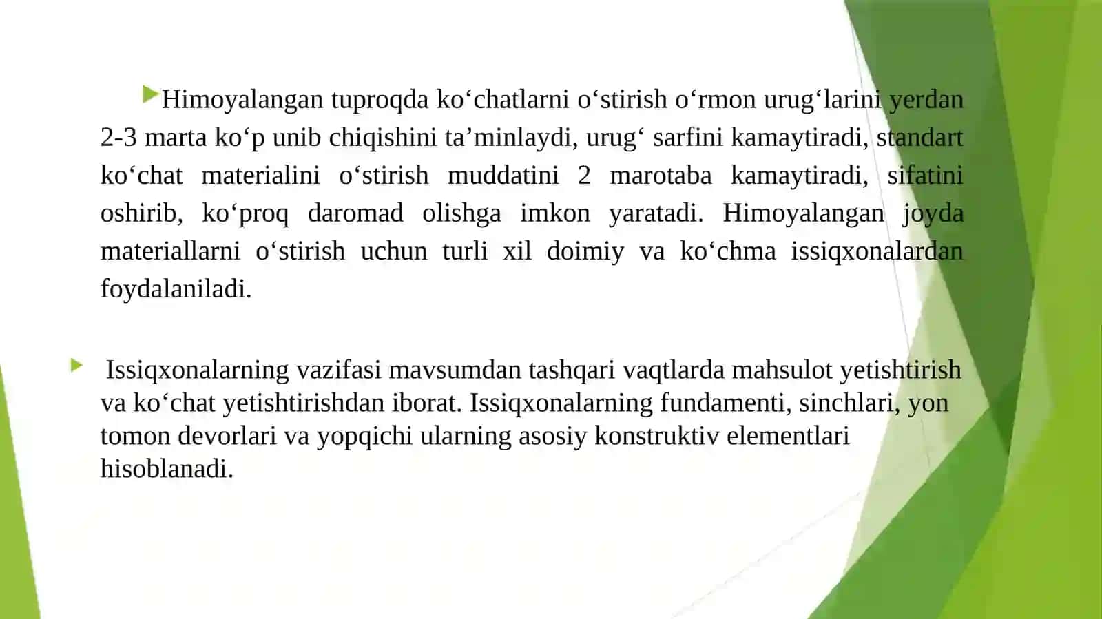 Yopiq ko'chatxonalarni hollarni o'stirish 3