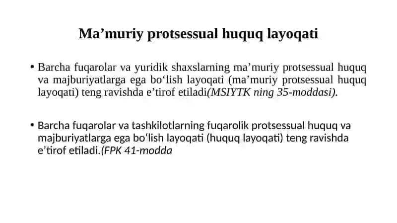 Ma’muriy sud ishlarini yuritish ishtirokchilarining huquq va majburiyatlari, sudda vakillik 3
