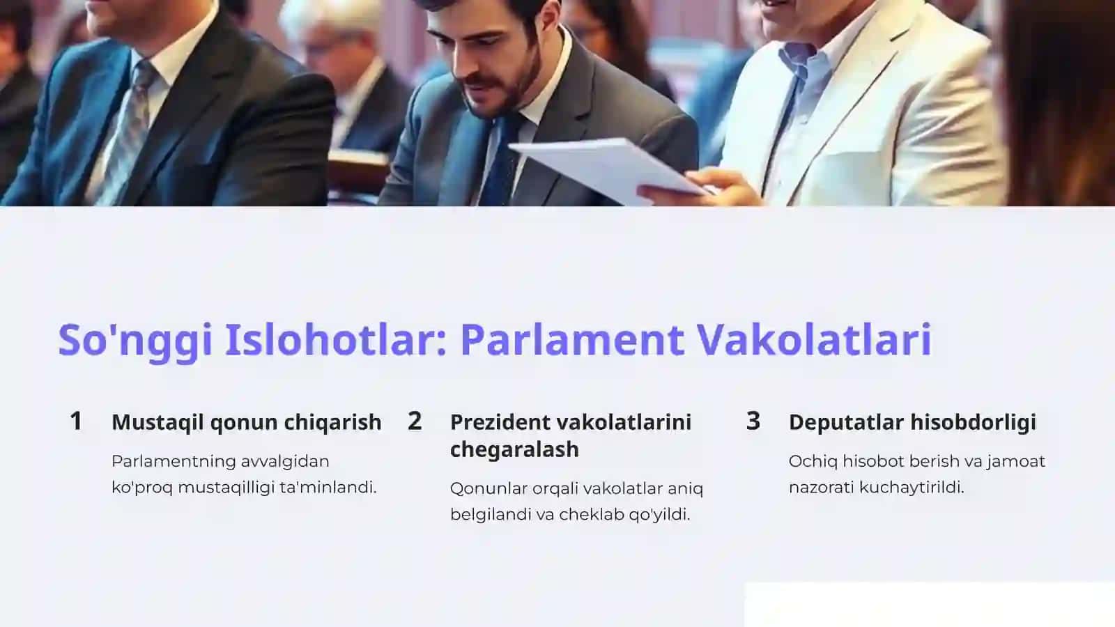 Oliy Majlis faoliyati va islohotlar 3