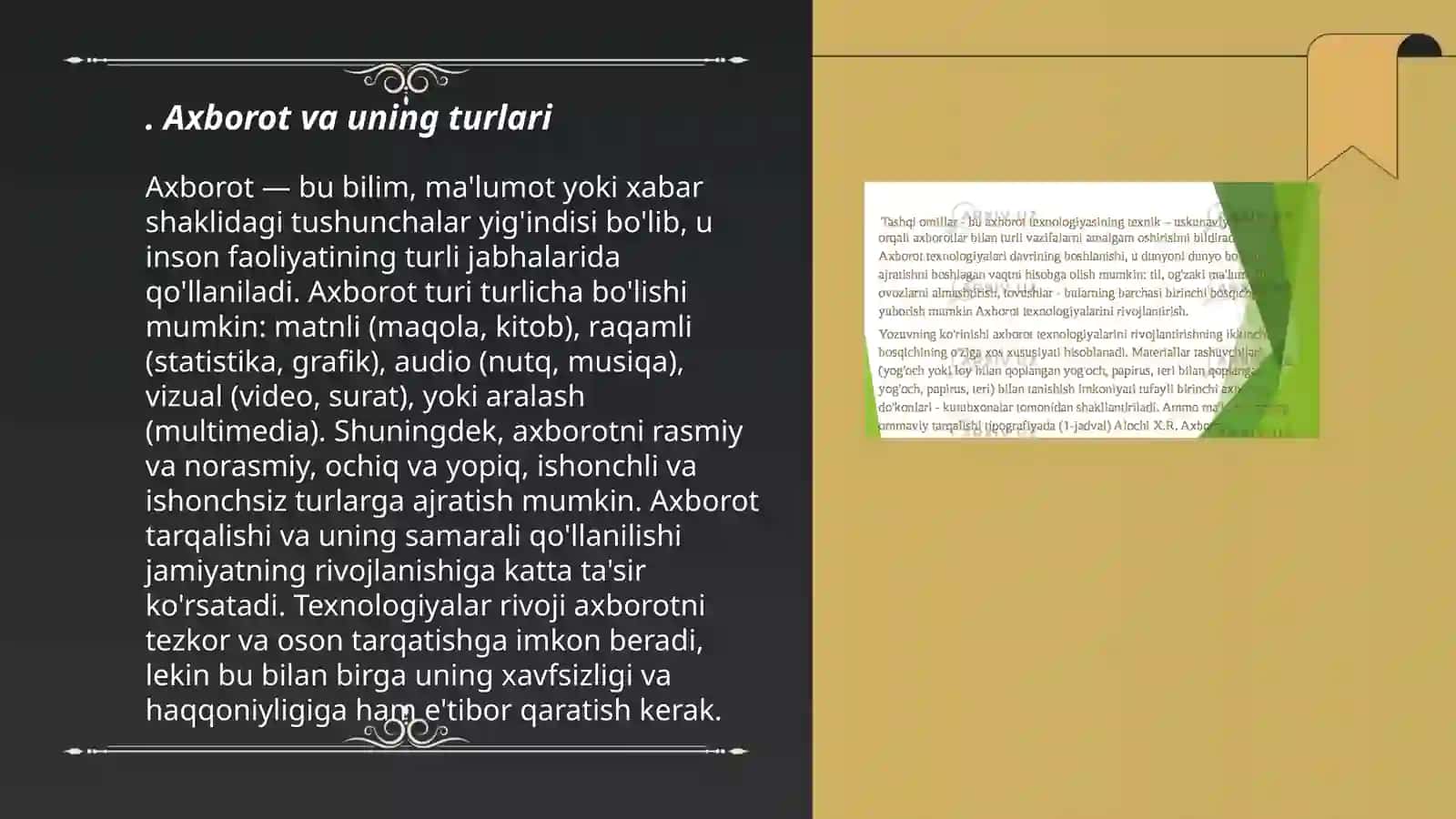 Axborot turlari.Axborotlarni kodlashtirishni òrgatish 3