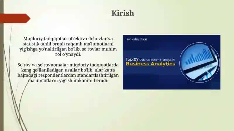 Miqdoriy tadqiqotlar: soʻrovnomalar va anketalashtirish usullari 3