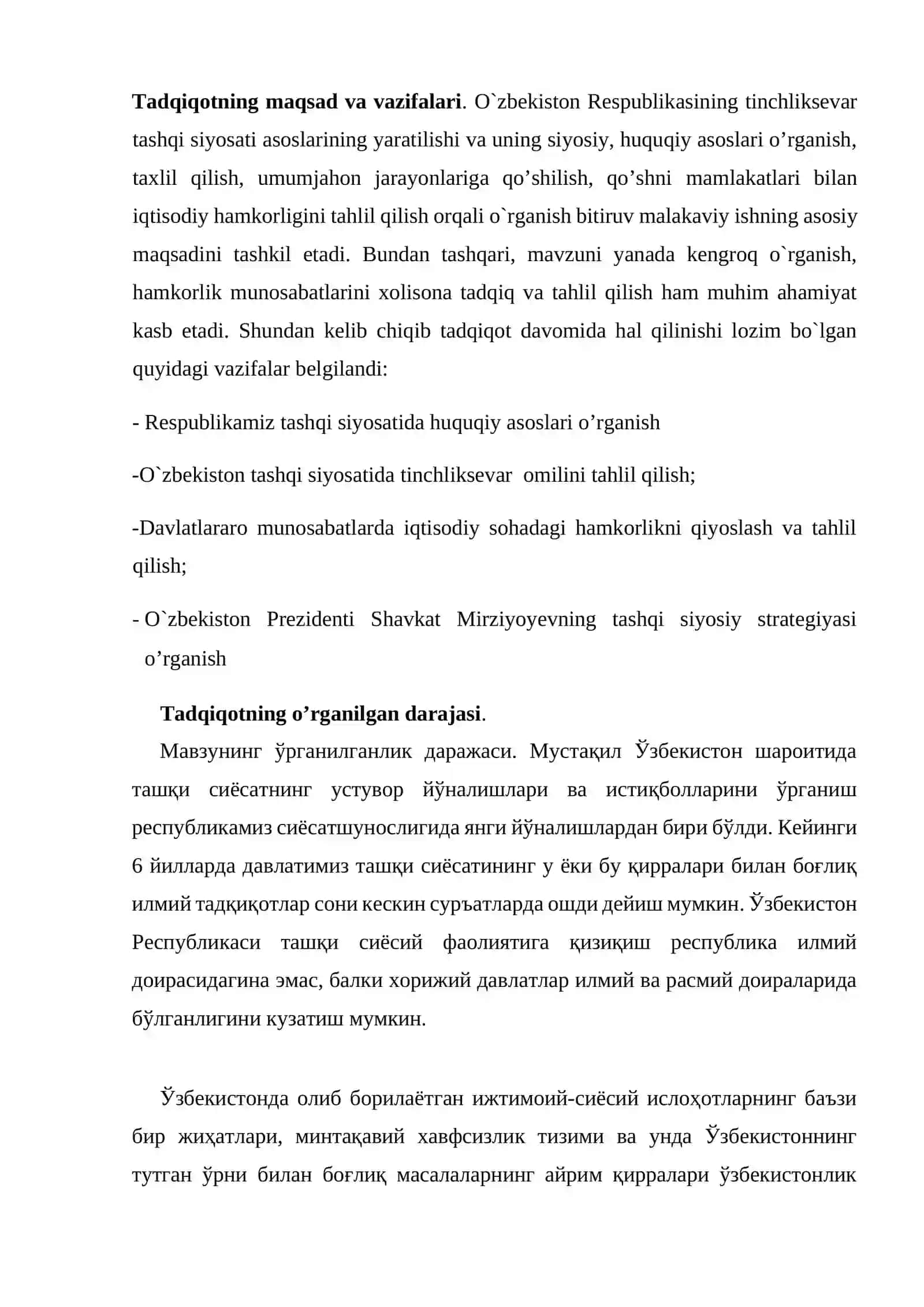 MUSTAQILLIK YILLARIDA O‘ZBEKISTONDA TASHQI SIYOSAT VA XALQARO HAMKORLIK 3