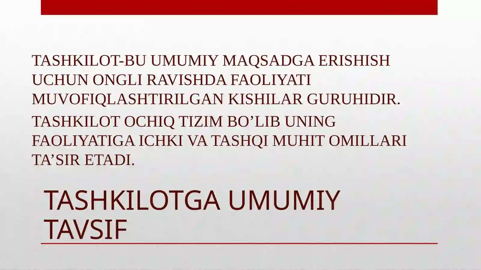 TASHKILOT VA ULARNI BOSHQARISH 3