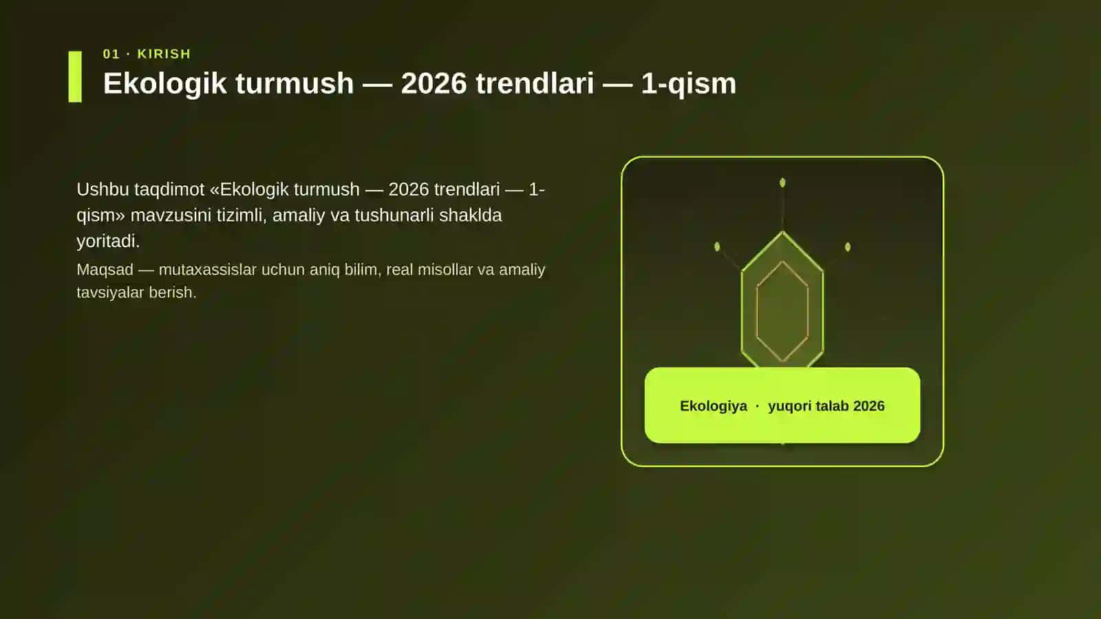 Ekologik turmush — 2026 trendlari — 1-qism 3