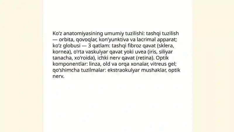 Koʻrish organi anatomiyasi va fiziologiyasi 3
