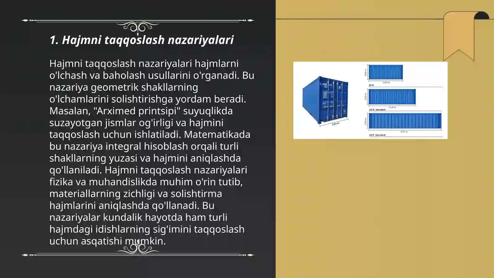 Hajmni taqqoslash nazariyalari 3