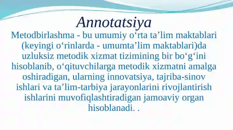 Metodbirlashmaning asosiy vazifalari 3