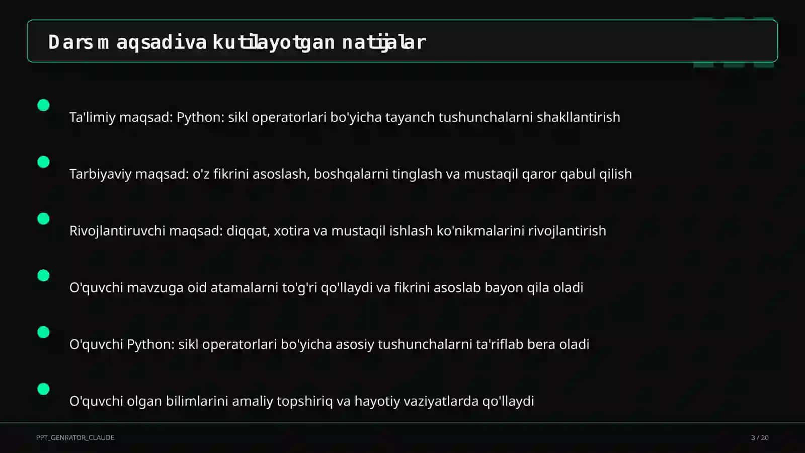 Python: sikl operatorlari (8-sinf) 3