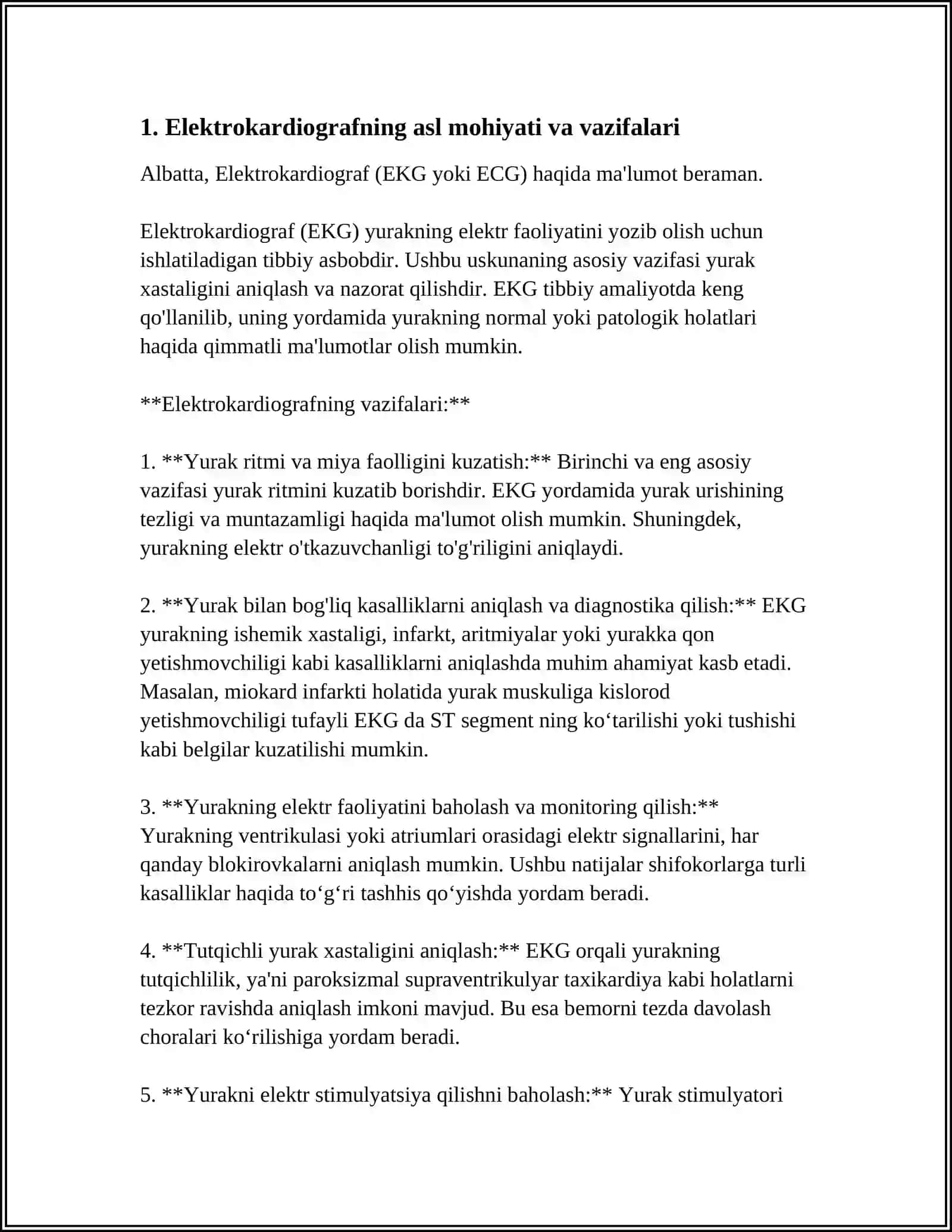 ELEKTRONIKARDIOGRAF AQARATLARIDA ISHLASH. ELEKRODLARNITOGʻRI USHLASH USULLARI 3