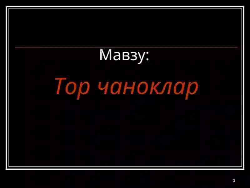Тор чаноклар 3