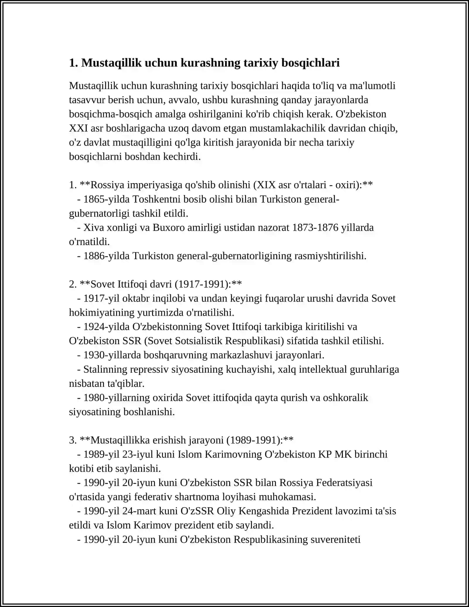 MUSTAQILLIKKA ERISHISH ARAFASIDA O'ZBEKISTONDAGI IJTIMOIY SIYOSIY JARAYONLAR 3