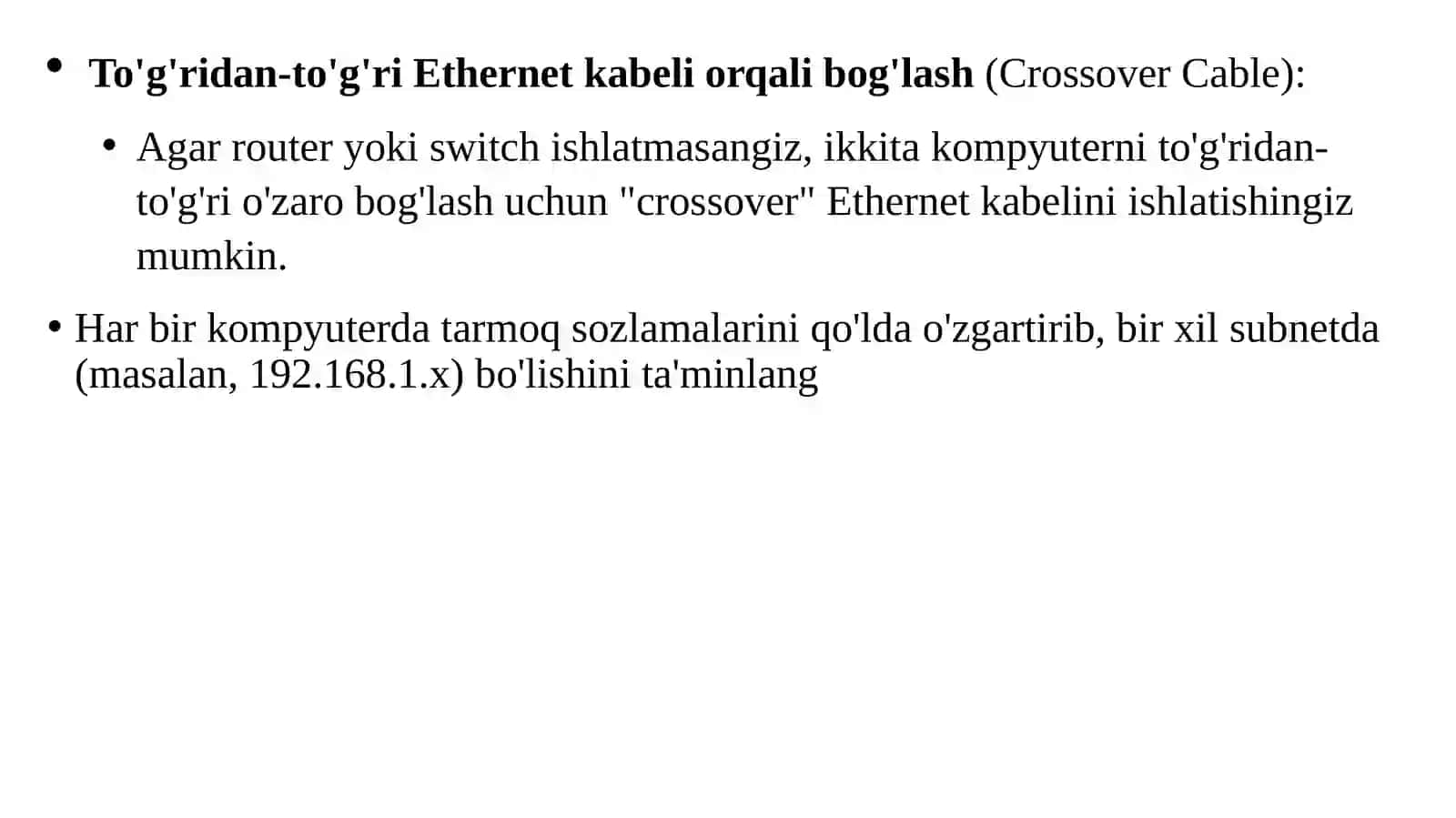 Kompyuterlarni bir biriga bog’lash 3