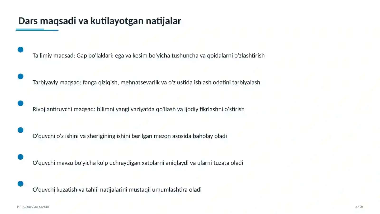 Gap bo'laklari: ega va kesim (4-sinf) 3
