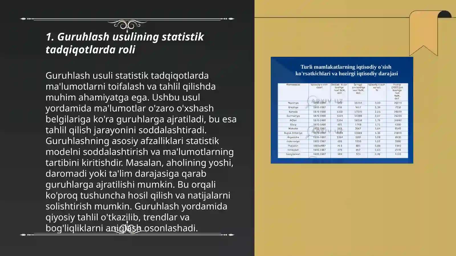 Guruhlash Usuli va Ijtimoiy-Iqtisodiy Hodisalar Statistik O'rganishda 3