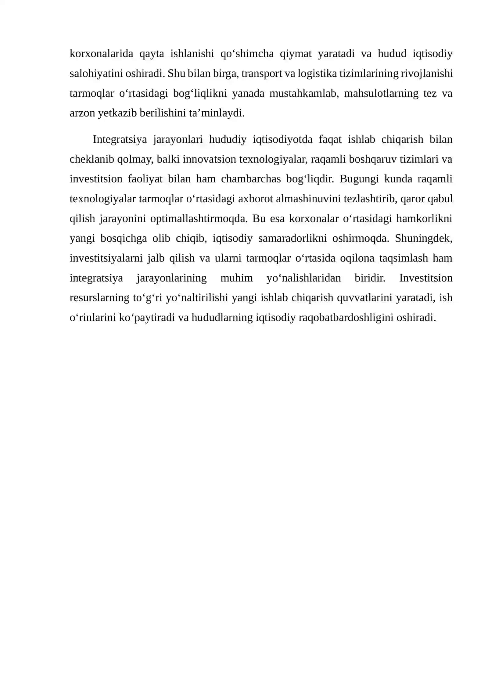 HUDUDIY IQTISODIYOTDA TARMOQLAR O‘RTASIDAGI INTEGRATSIYA JARAYONLARI 3